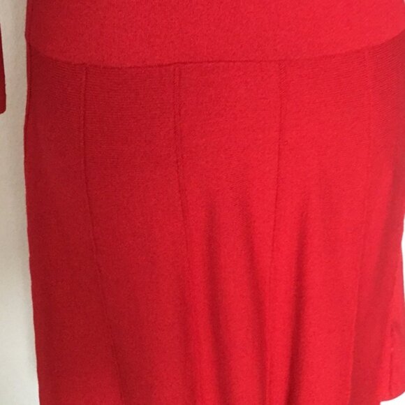 Red Ann Taylor pleated A Line dress - Picture 3 of 5
